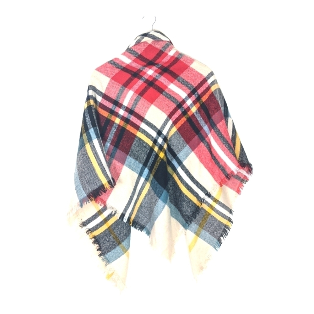 Winter Check Blanket Shawl Scarf Women's One Size Multicolor